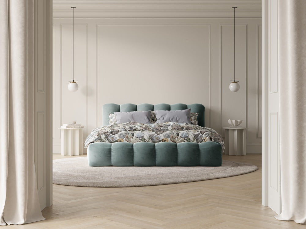 
Designer Upholstered Bed "Cameron" with Storage Compartment, Velvet Mint - 140 x 200 cm