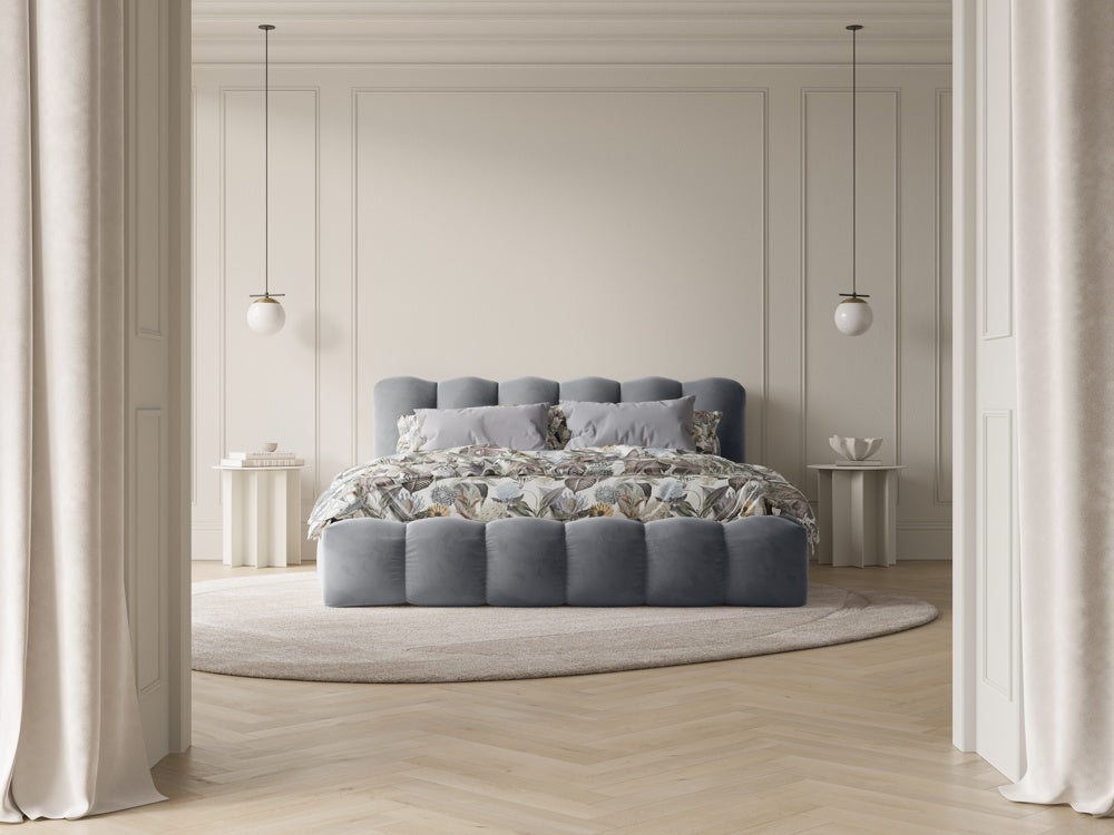 
Design Upholstered Bed "Cameron" with Storage Compartment, Velvet Grey - 140 x 200 cm
