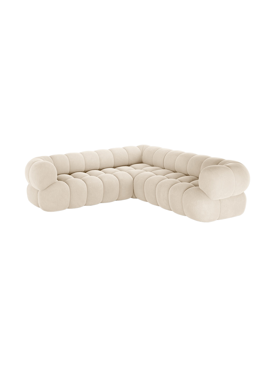 
Canapé d'angle design 5 places « Maurice » - Velours beige clair