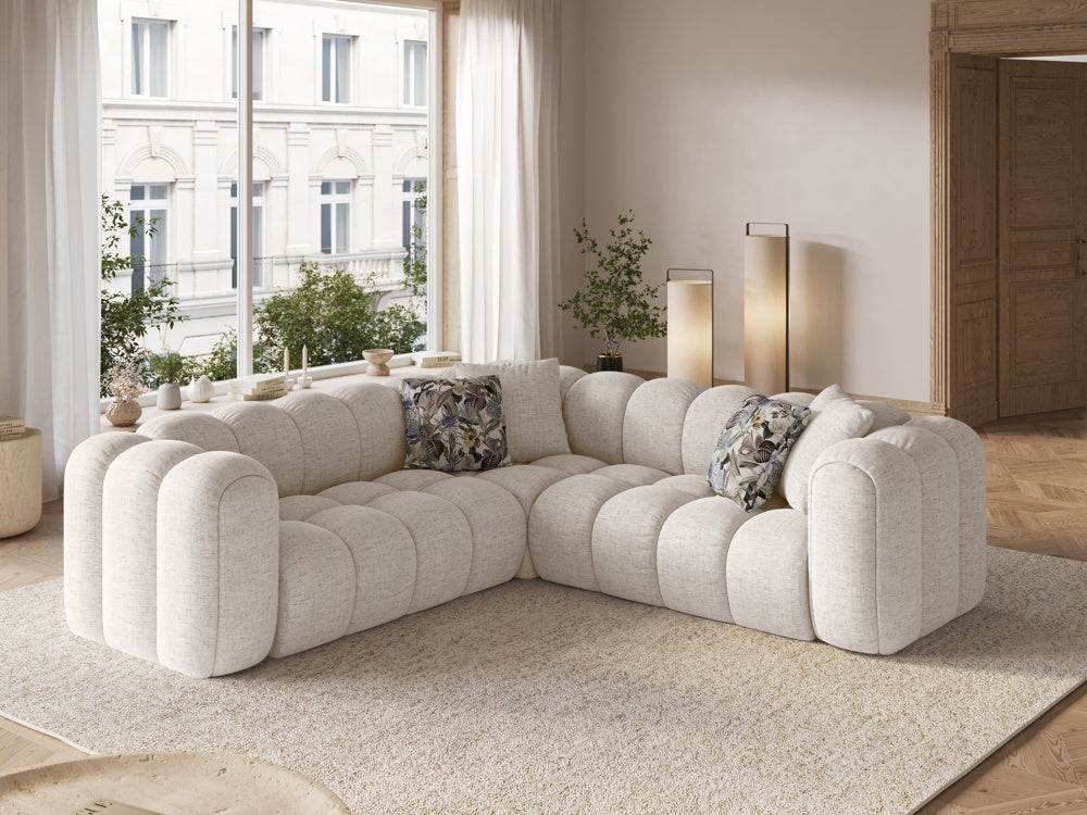 
Canapé d'angle design 5 places « Elise » - Tissu texturé beige