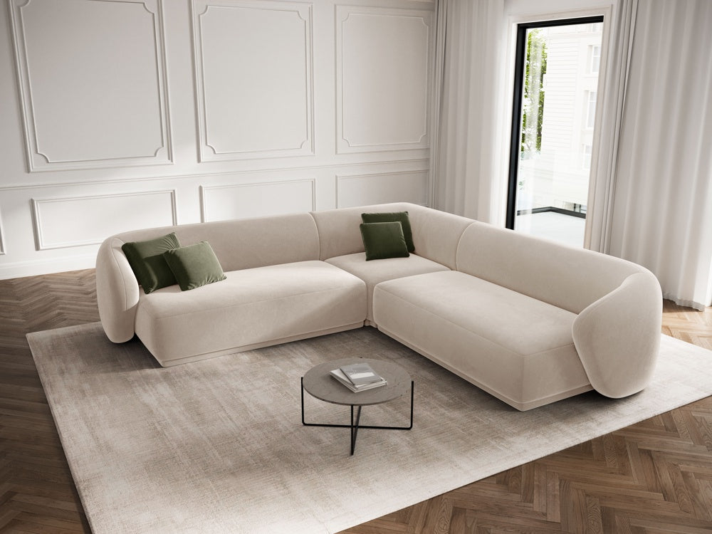 
Canapé d'angle design "Louis" 5 places - Velours Beige
