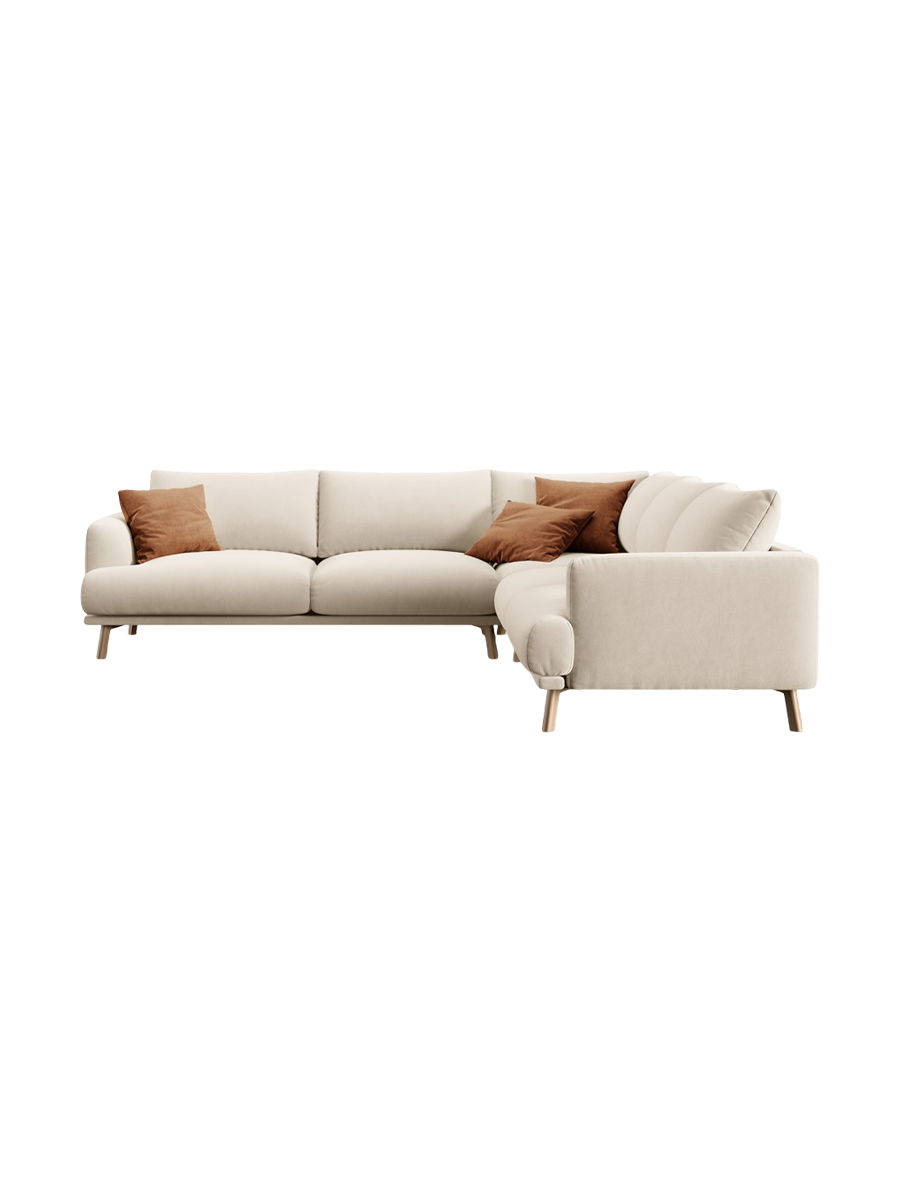 
5-Seater Designer Corner Sofa "Margot" - Velvet Beige