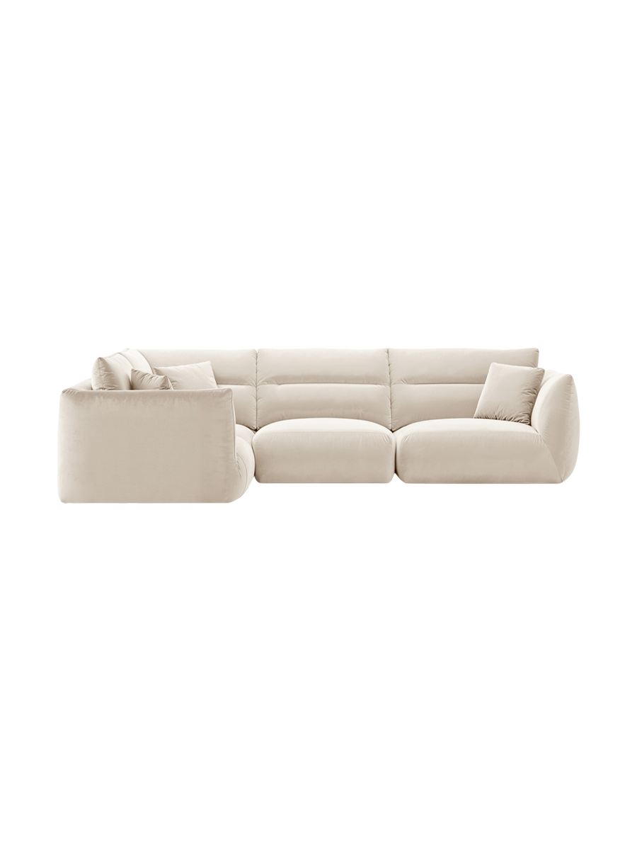 
5-Seater Designer Corner Sofa "Maurie" - Velvet Ivory / Left corner section