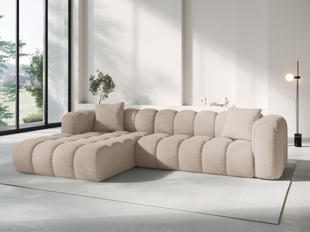 
Canapé d'angle design 4 places « Clotilde » - Tissu structuré Cappuccino / Pièce d'angle gauche