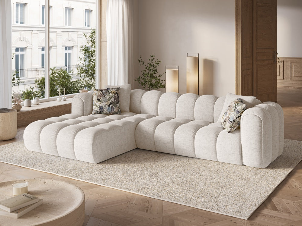 
Canapé d'angle design 4 places « Elise » - Tissu texturé beige / Pièce d'angle gauche
