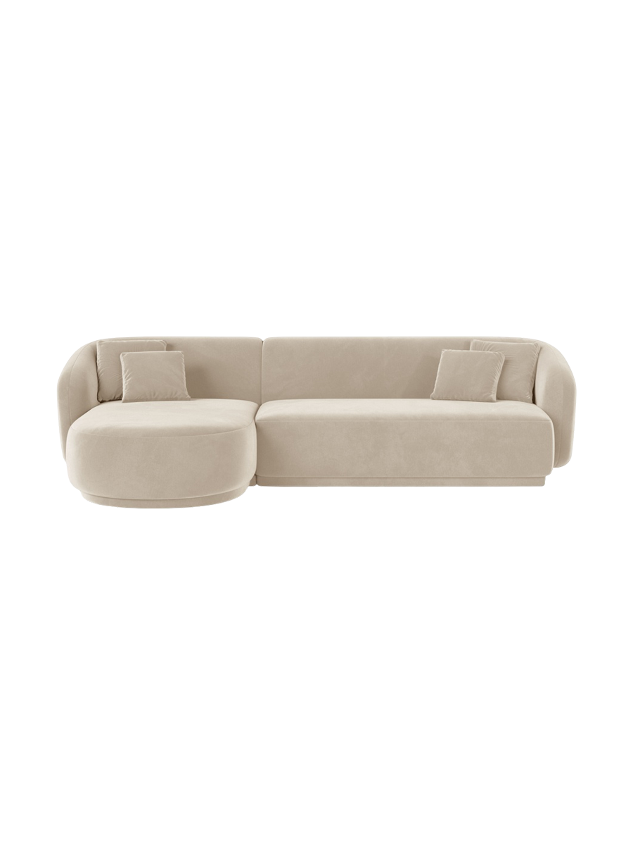 
Canapé d'angle design 4 places « Louis » - Velours Beige / Pièce d'angle gauche