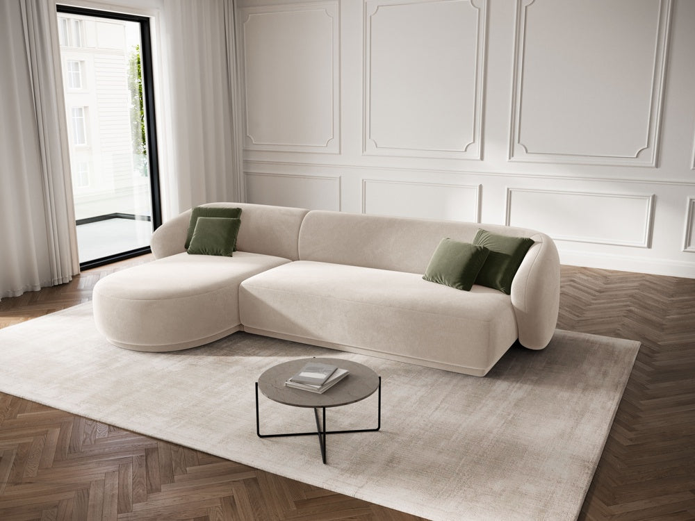
Canapé d'angle design 4 places « Louis » - Velours Beige / Pièce d'angle gauche
