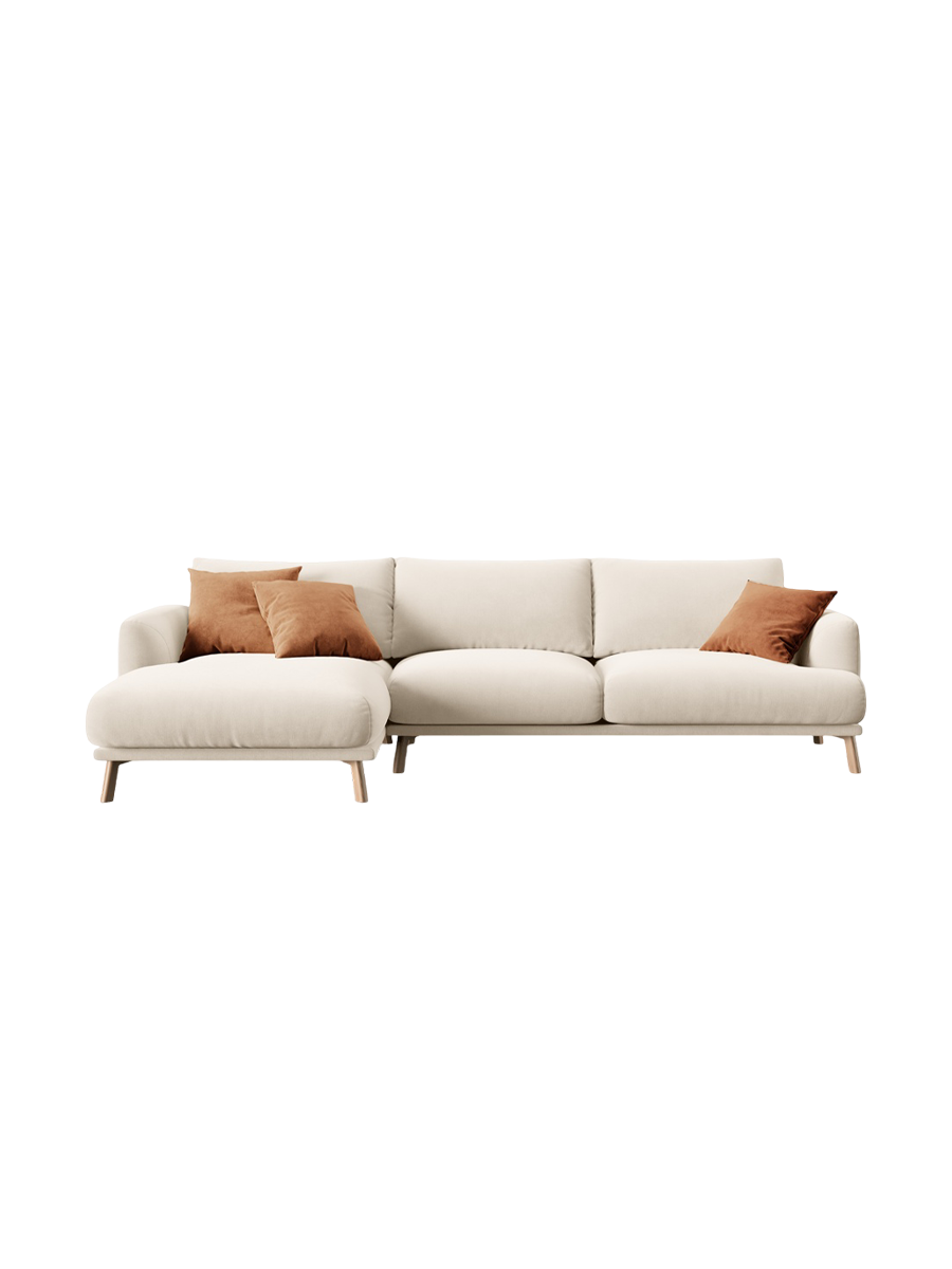 
4-seater designer corner sofa "Margot" - Velvet Beige / Left corner section