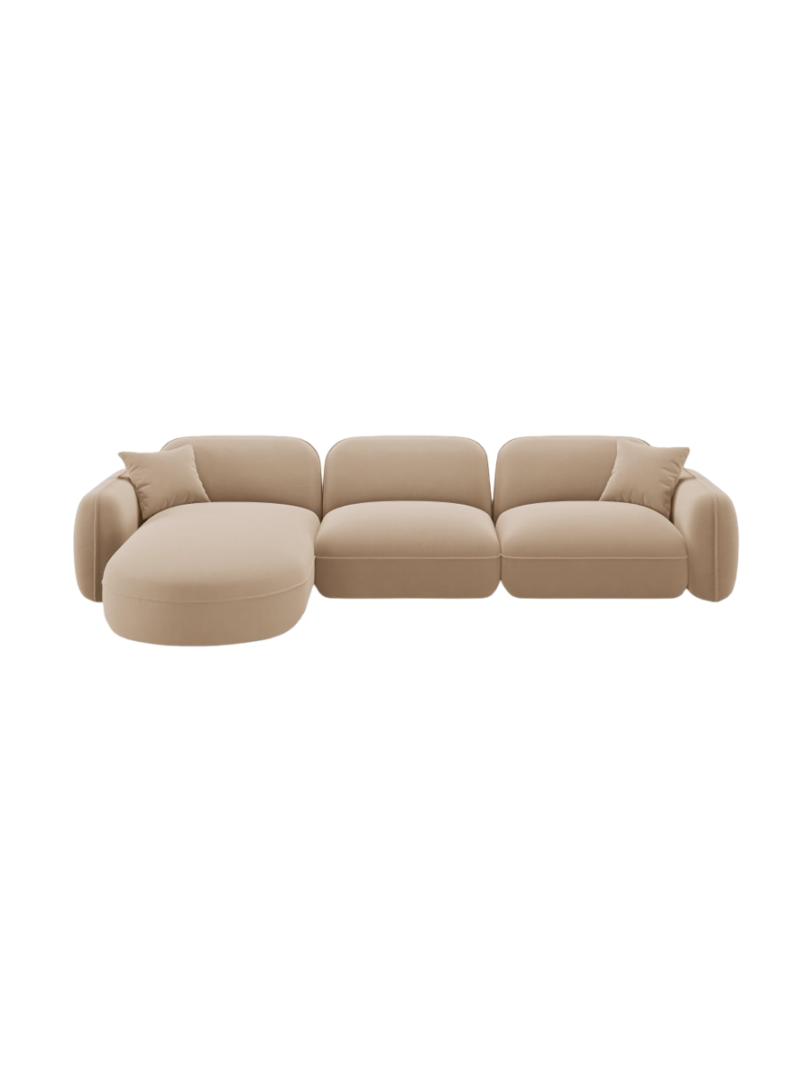 
Canapé d'angle design 5 places « Lucien » - Velours Sable / Pièce d'angle gauche
