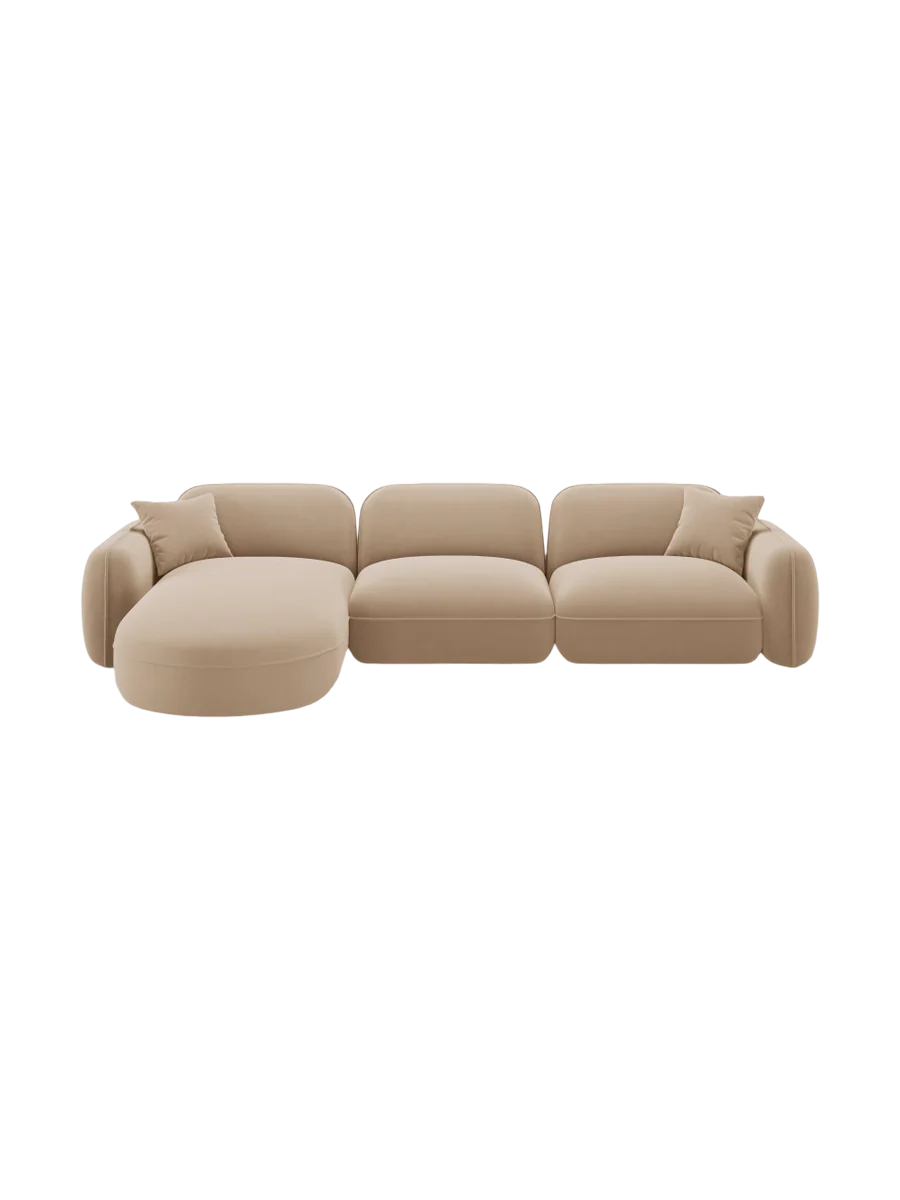 
Canapé d'angle design 5 places « Lucien » - Velours Sable / Pièce d'angle gauche