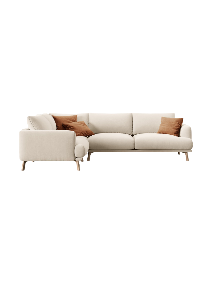 
6-Seater Designer Corner Sofa "Margot" - Velvet Beige / Left corner section