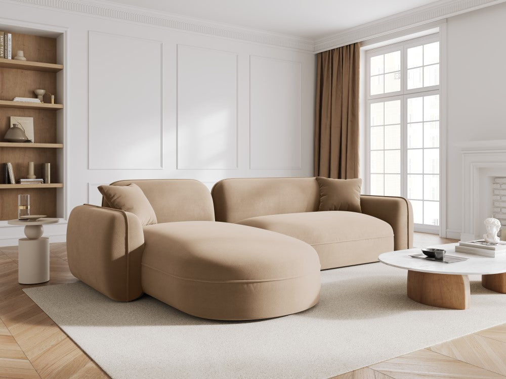
Canapé d'angle design 4 places « Lucien » - Velours Sable / Pièce d'angle gauche