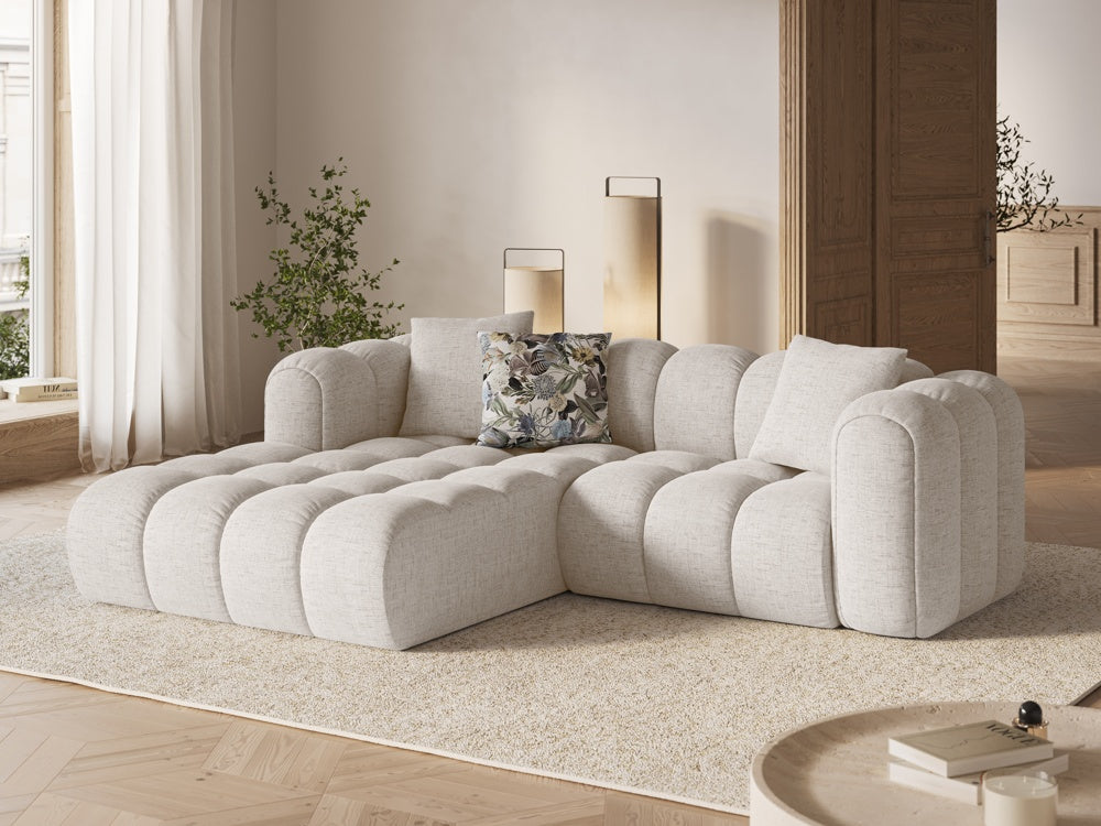 
Canapé d'angle design 3 places « Elise » - Tissu texturé beige / Pièce d'angle gauche