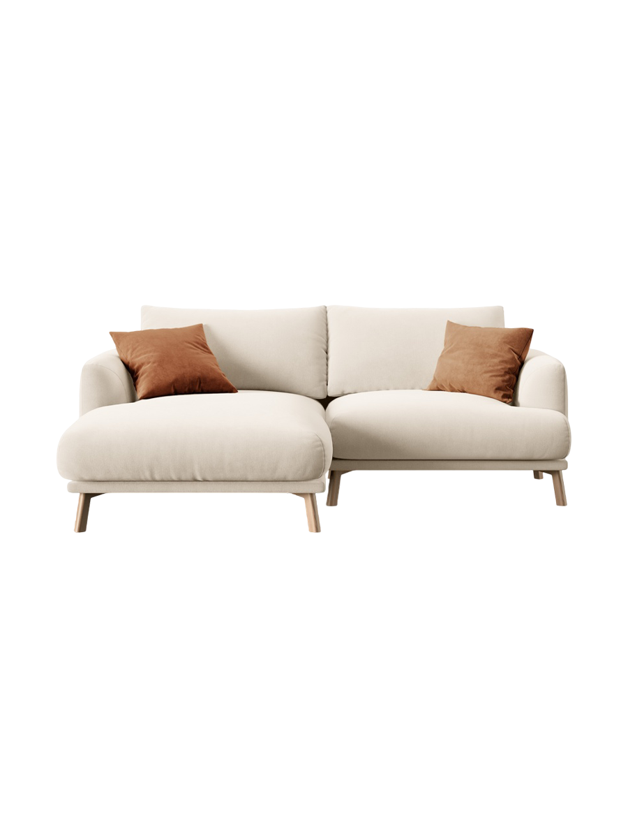 
3-Seater Designer Corner Sofa "Margot" - Velvet Beige / Left corner section
