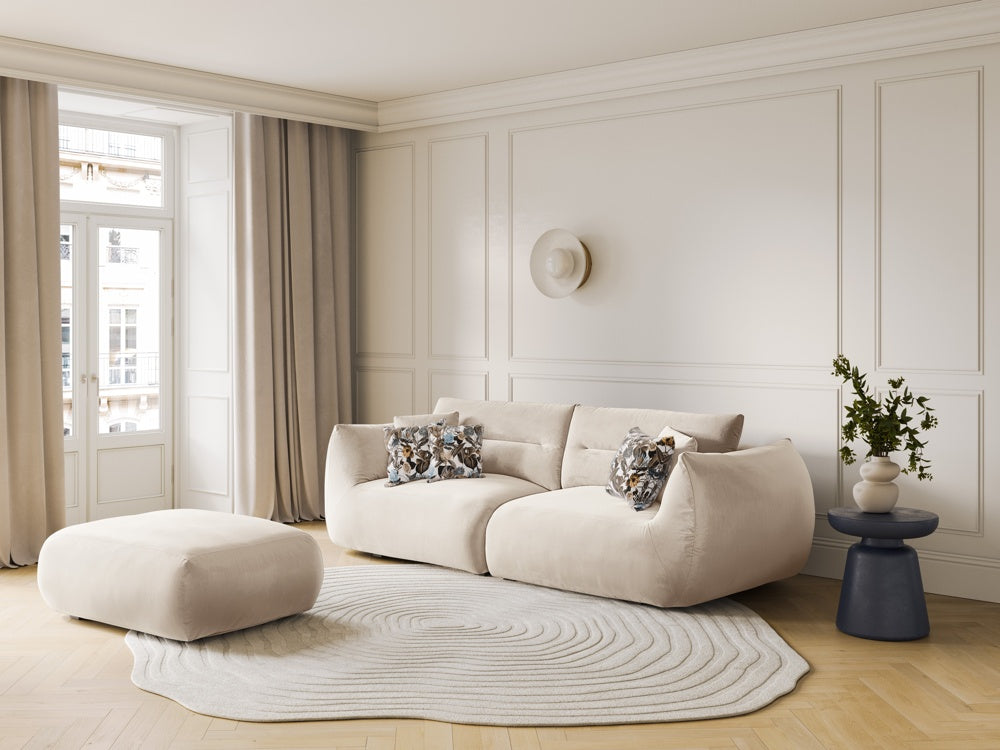 
"Maurie" Designer Ottoman - Velvet Ivory / 85 x 100 cm