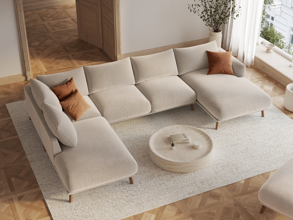 
Design ottoman "Margot" - Velvet Beige / 85 x 85 cm
