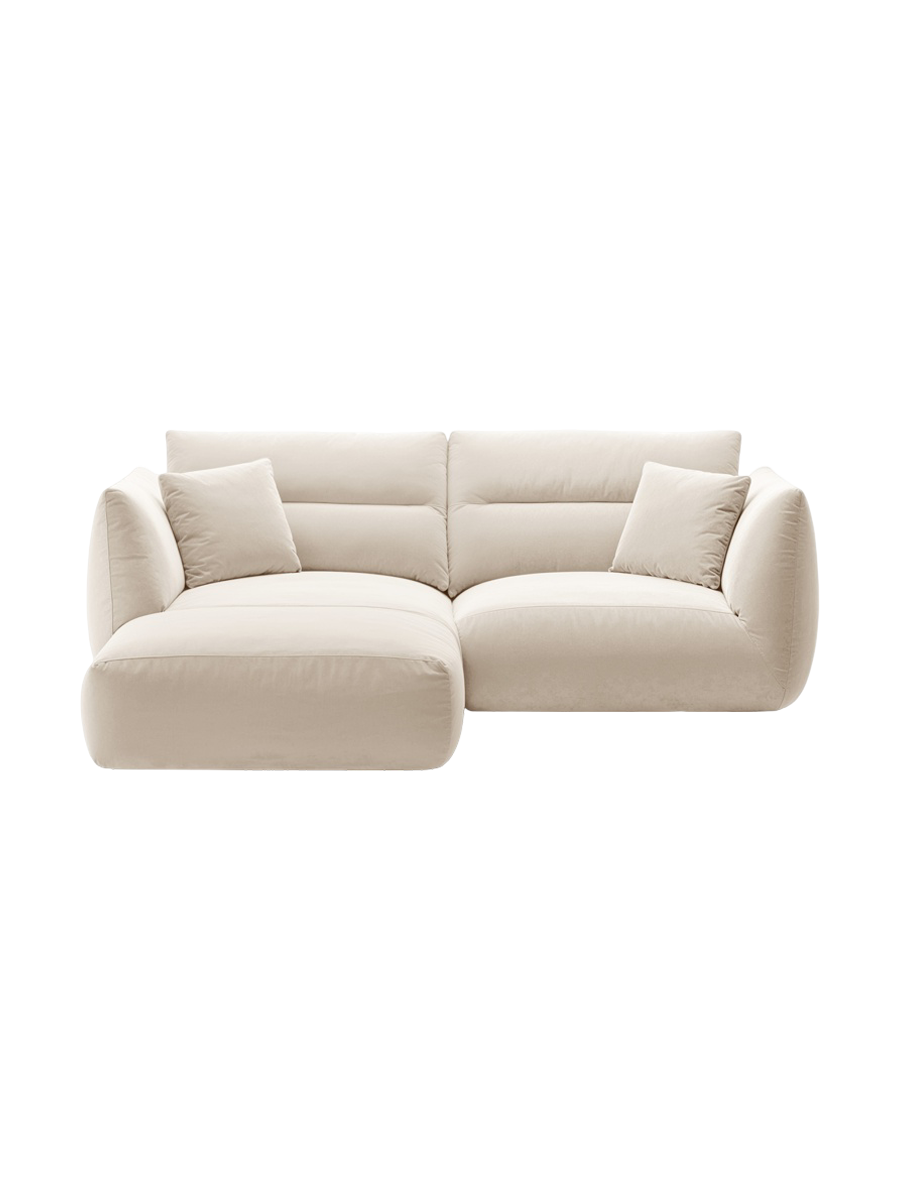 
3-Seater Designer Sofa "Maurie" with Ottoman - Velvet Ivory