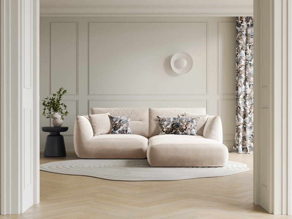 
3-Seater Designer Sofa "Maurie" with Ottoman - Velvet Ivory