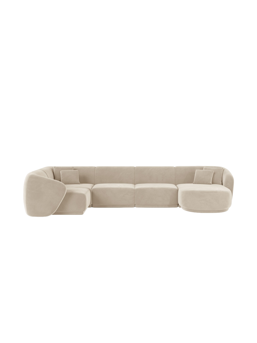 
Canapé panoramique design 6 places « Louis » - Velours Beige / Grand côté gauche