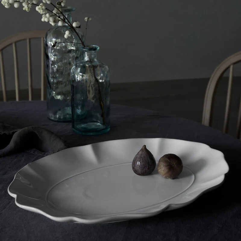 
Handmade Serving Platter "Rosa" - White / Large