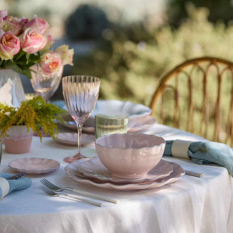 
Handmade Bread & Appetizer Plate "Rosa" - Pink