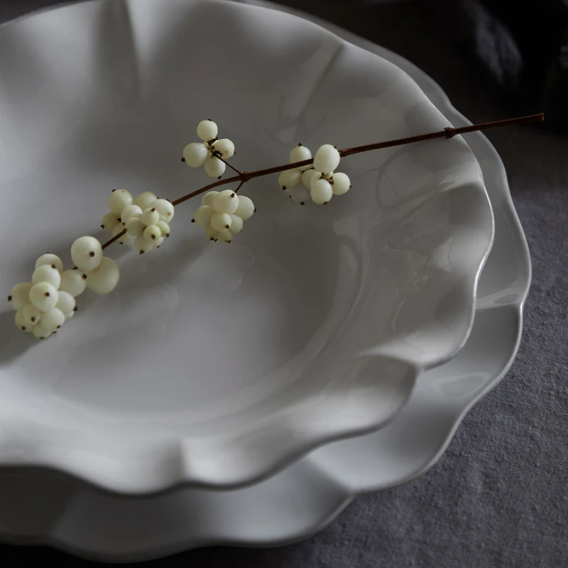 
Handmade Soup & Pasta Plates "Rosa" - White