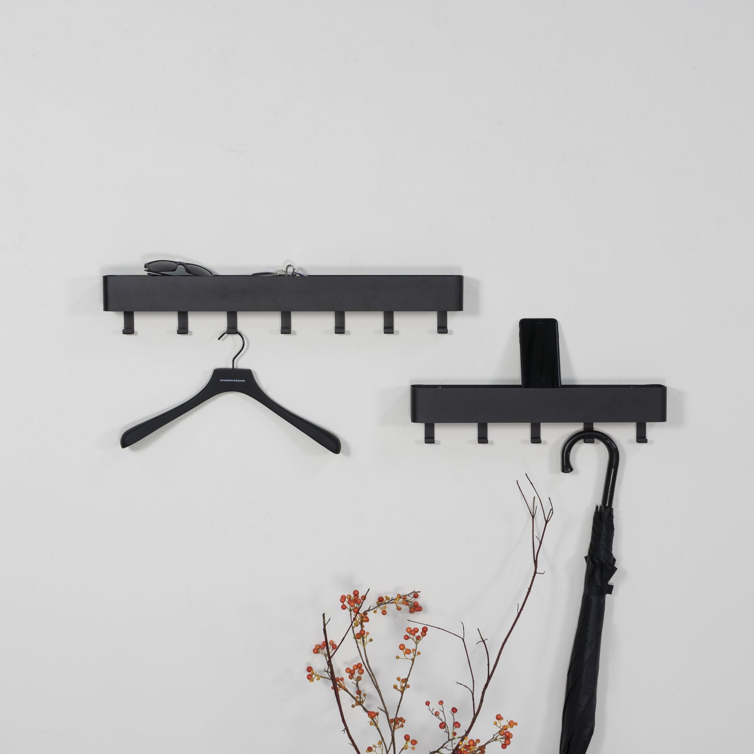 
Portemanteau mural « Dax Play 5 » avec étagère de rangement - Noir