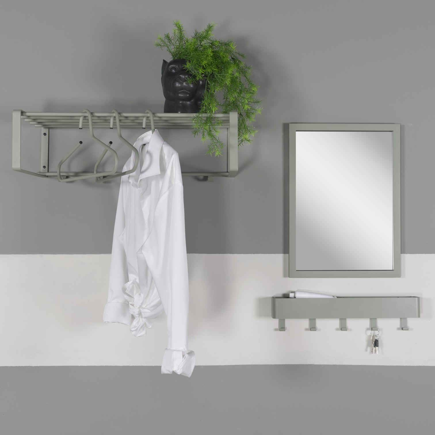 
Portemanteau mural « Dax Play 5 » avec étagère de rangement - Vert Poussiéreux