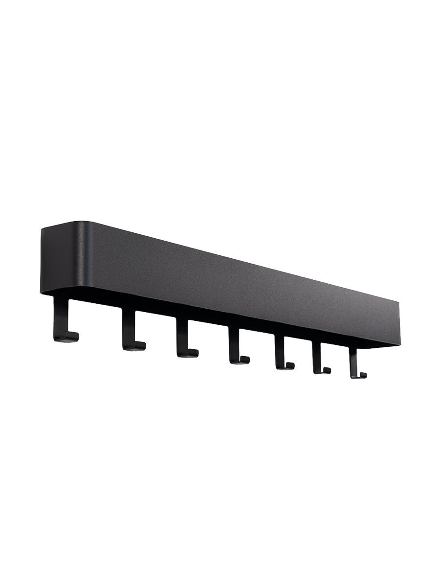 
"Dax Play 7" Wall-Mounted Coat Rack with Storage Shelf - Black