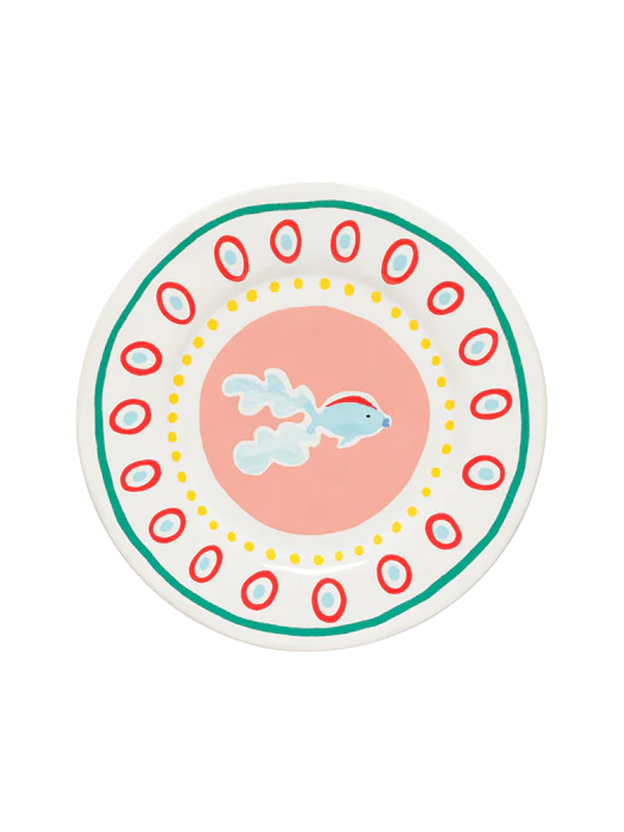 
Handcrafted Salad & Dessert Plate "Summer Bliss" - Guppy Fish