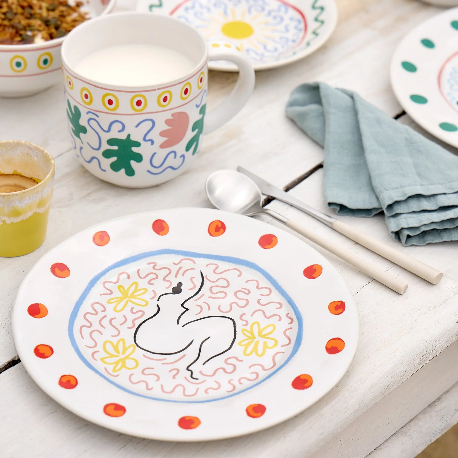 
Handcrafted Salad & Dessert Plate "Summer Bliss" - Lady