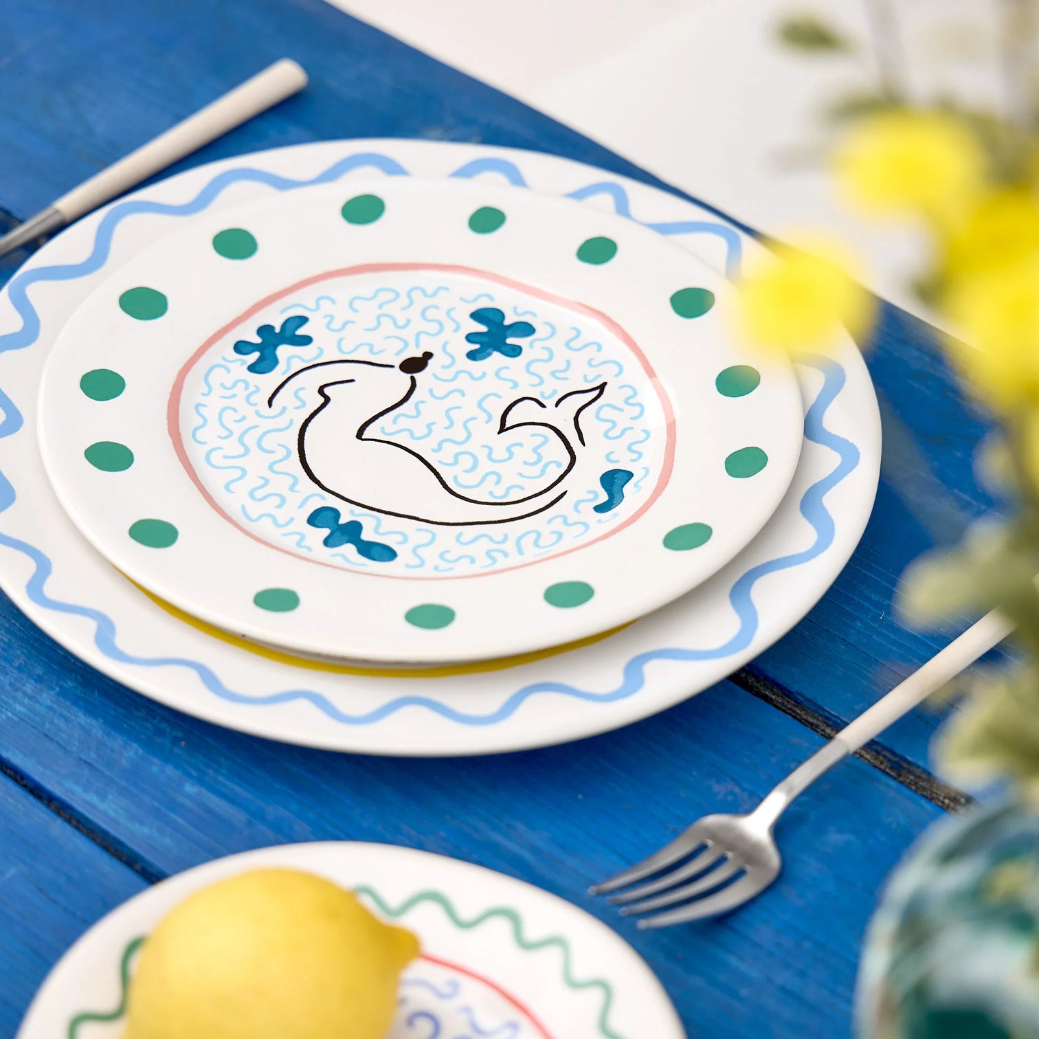 
Handcrafted Salad & Dessert Plate "Summer Bliss" - Mermaid