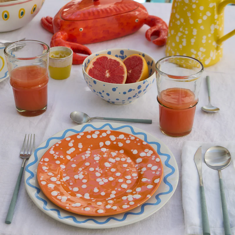 
Assiette à salade et à dessert artisanale « Rafaela » - Tangerine