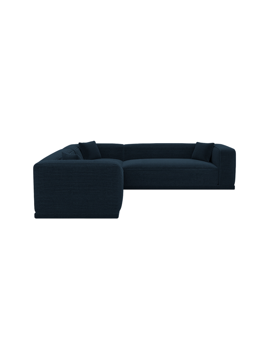 
5-Sitzer Design Ecksofa „Bellara“, Cordsamt - Cordsamt Dunkelblau