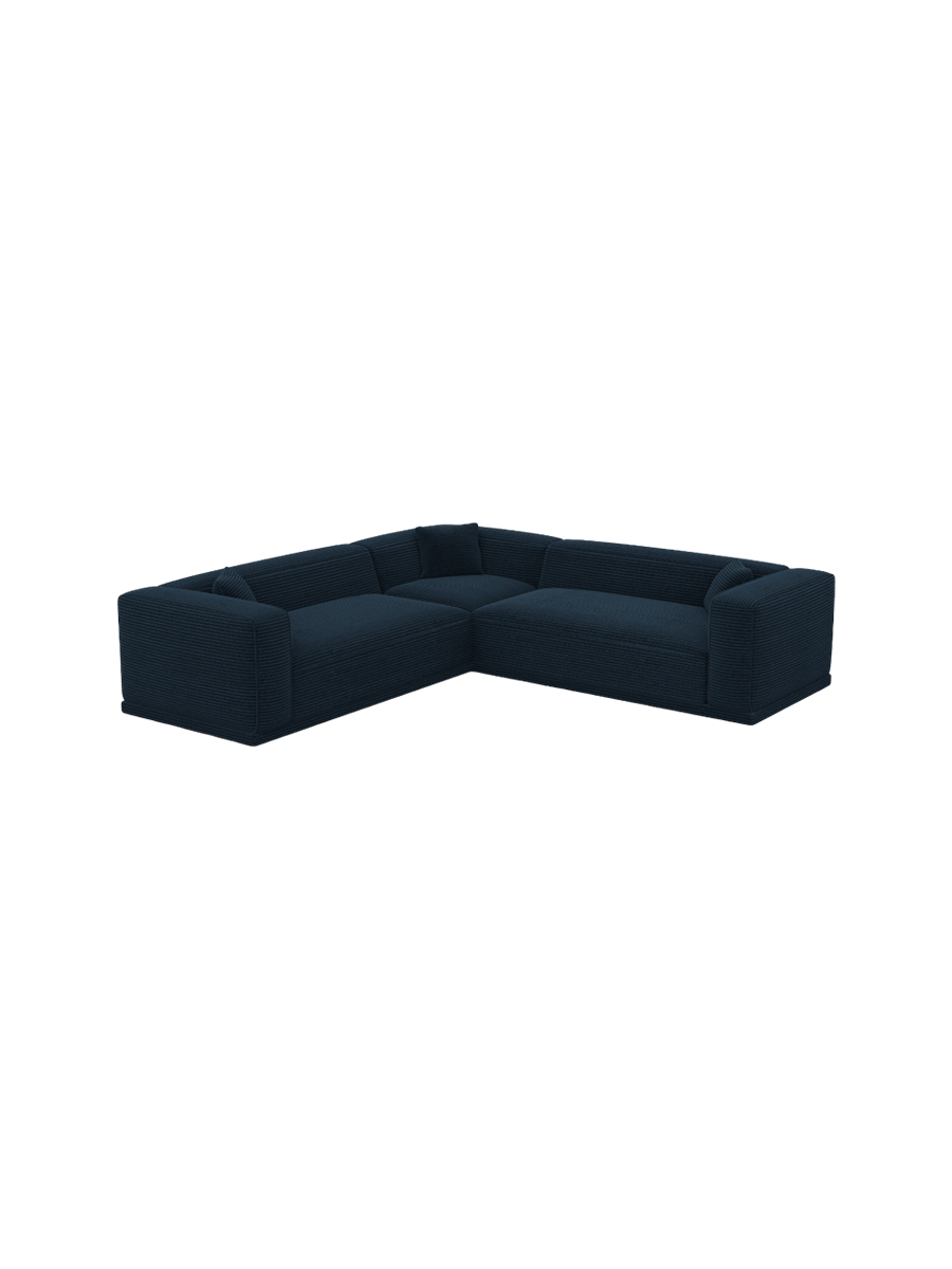 
5-Sitzer Design Ecksofa „Bellara“, Cordsamt - Cordsamt Dunkelblau
