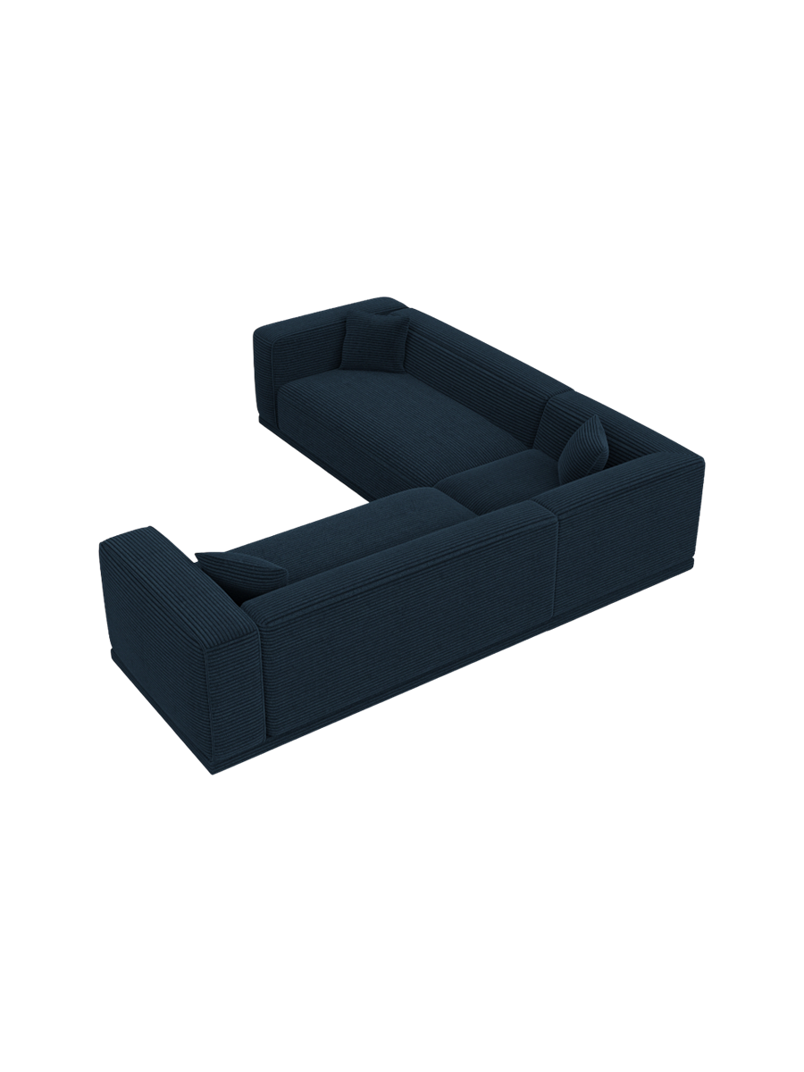 
5-Sitzer Design Ecksofa „Bellara“, Cordsamt - Cordsamt Dunkelblau