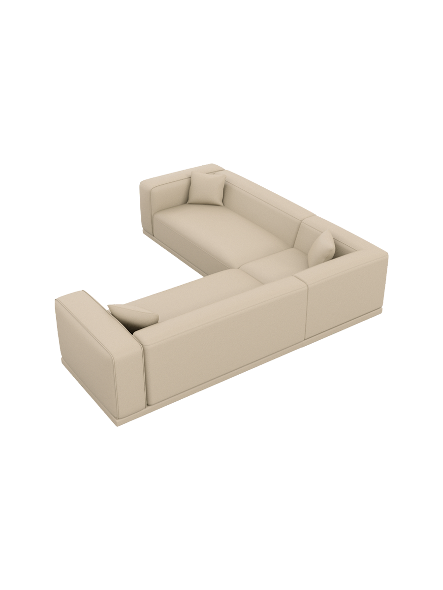 
5-Sitzer Design Echtleder Ecksofa „Bellara“ - Echtleder Beige