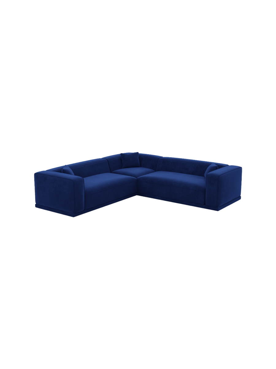 
5-Sitzer Design Ecksofa „Bellara“ mit Samtbezug - Samtbezug Königsblau