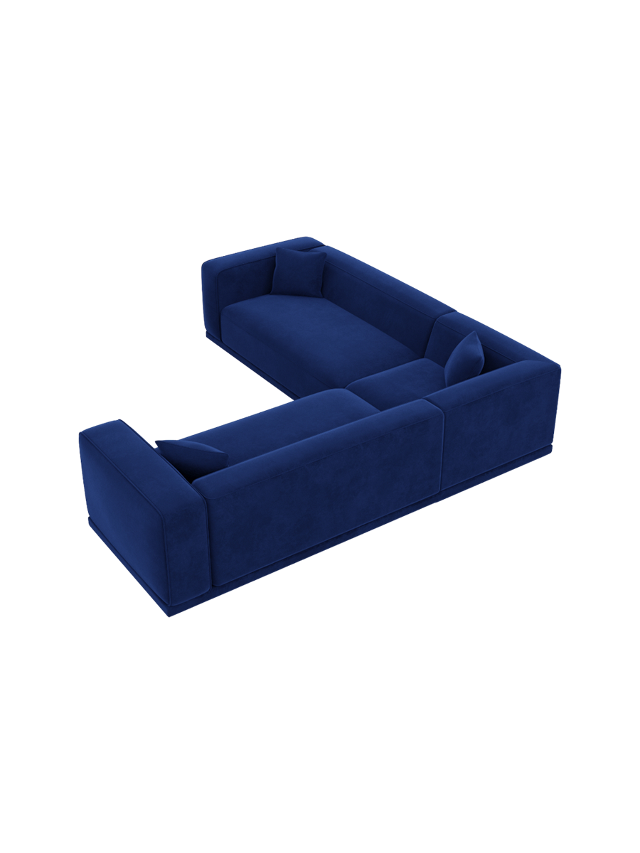 
5-Sitzer Design Ecksofa „Bellara“ mit Samtbezug - Samtbezug Königsblau