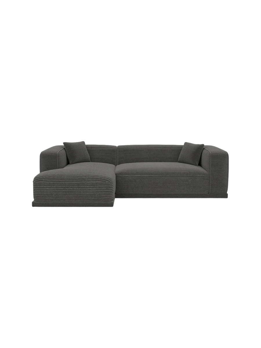 
4-Sitzer Design Ecksofa „Bellara“, Cordsamt - Cordsamt Dunkelblau / Eckteil rechts
