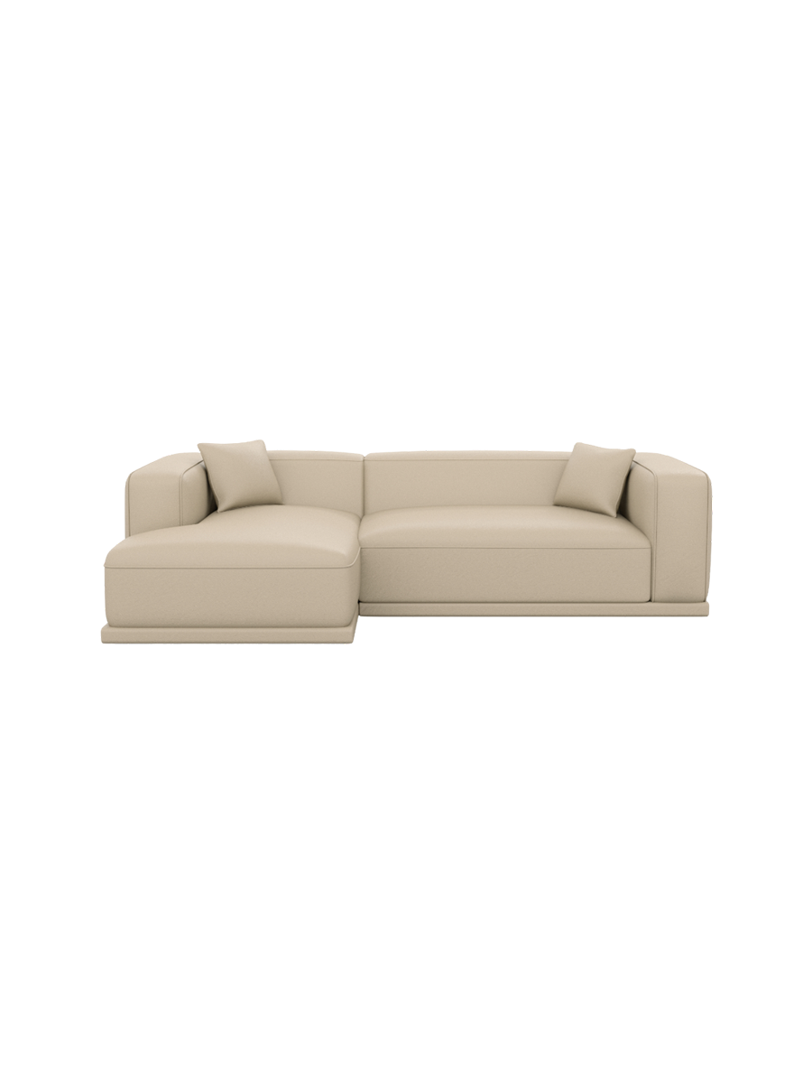 
4-Sitzer Design Echtleder Ecksofa „Bellara“ - Echtleder Beige / Eckteil rechts