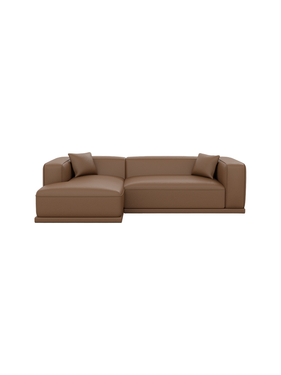 
4-Sitzer Design Echtleder Ecksofa „Bellara“ - Echtleder Beige / Eckteil rechts
