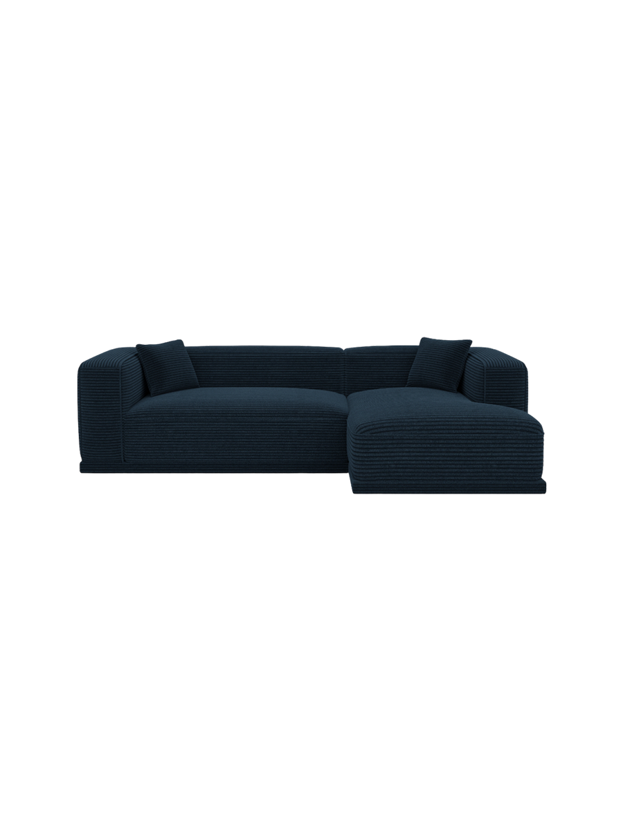 
4-Sitzer Design Ecksofa „Bellara“, Cordsamt - Cordsamt Dunkelblau / Eckteil rechts