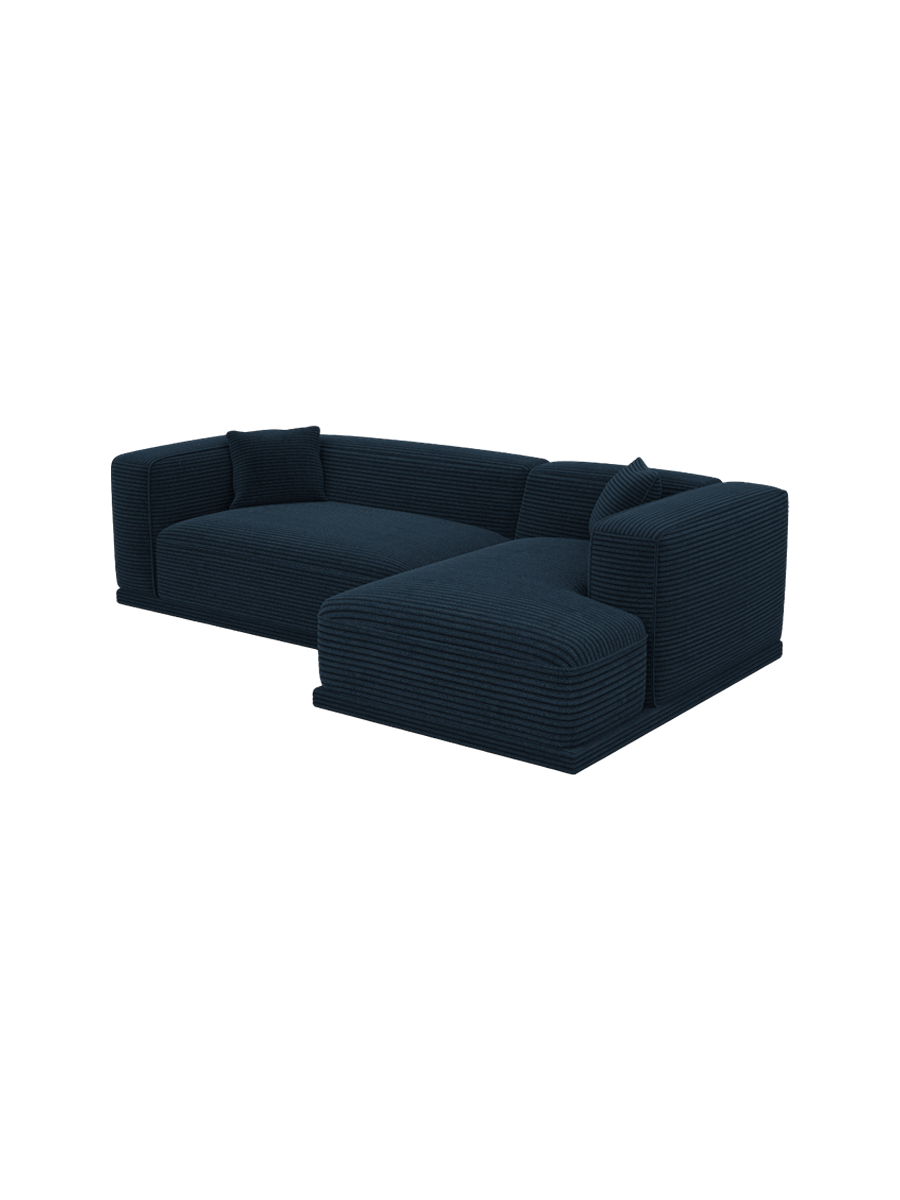 
4-Sitzer Design Ecksofa „Bellara“, Cordsamt - Cordsamt Dunkelblau / Eckteil rechts