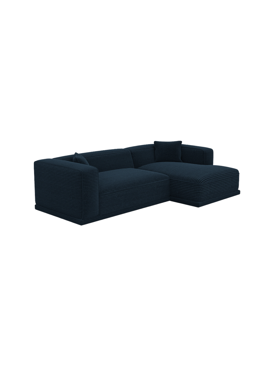 
4-Sitzer Design Ecksofa „Bellara“, Cordsamt - Cordsamt Dunkelblau / Eckteil rechts