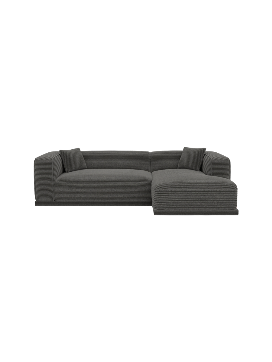 
4-Sitzer Design Ecksofa „Bellara“, Cordsamt - Cordsamt Dunkelblau / Eckteil rechts