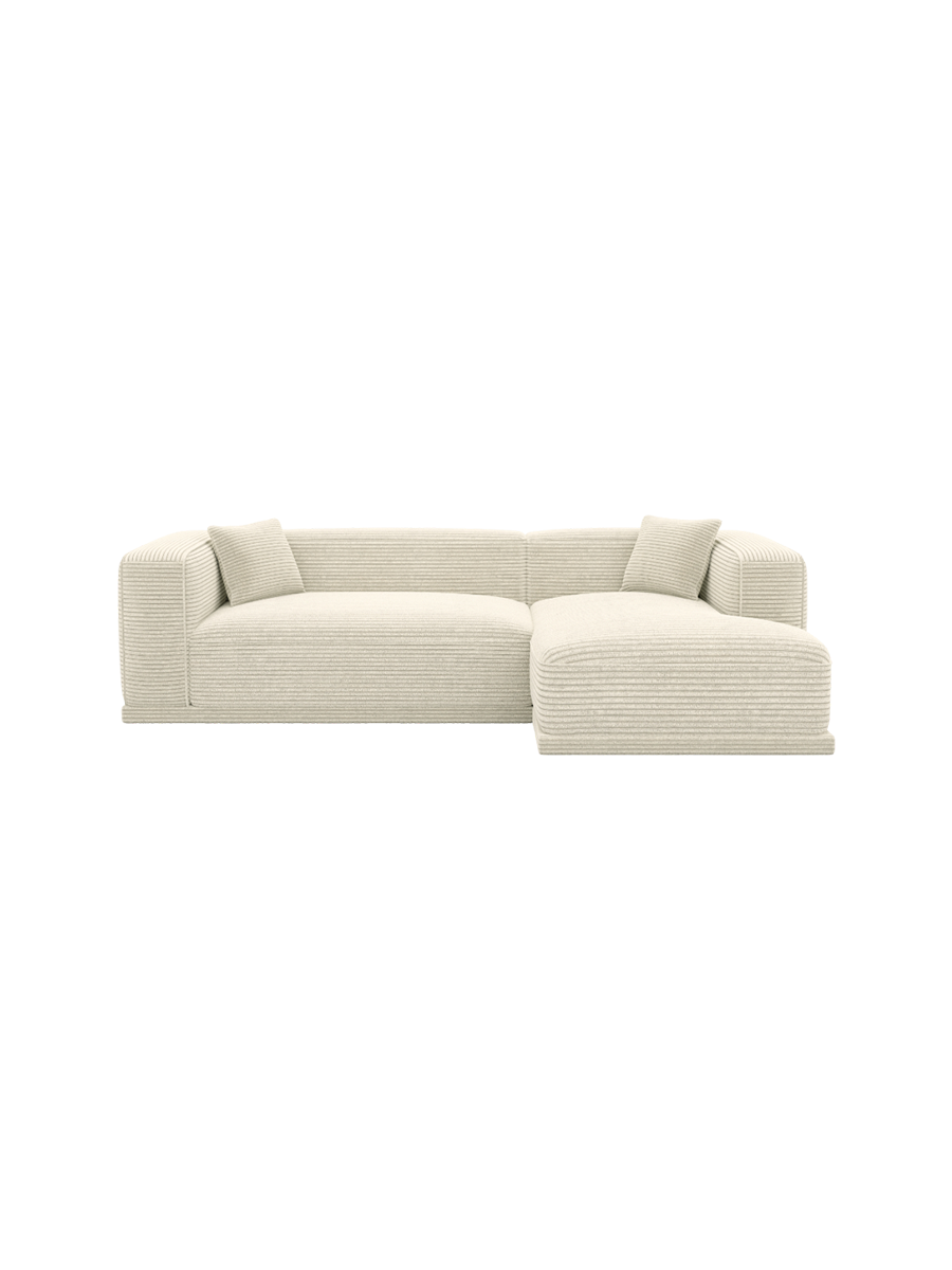 
4-Sitzer Design Ecksofa „Bellara“, Cordsamt - Cordsamt Dunkelblau / Eckteil rechts