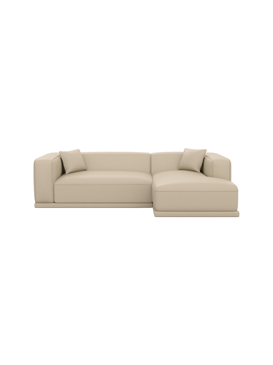 
4-Sitzer Design Echtleder Ecksofa „Bellara“ - Echtleder Beige / Eckteil rechts