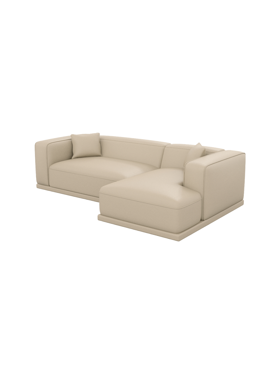 
4-Sitzer Design Echtleder Ecksofa „Bellara“ - Echtleder Beige / Eckteil rechts