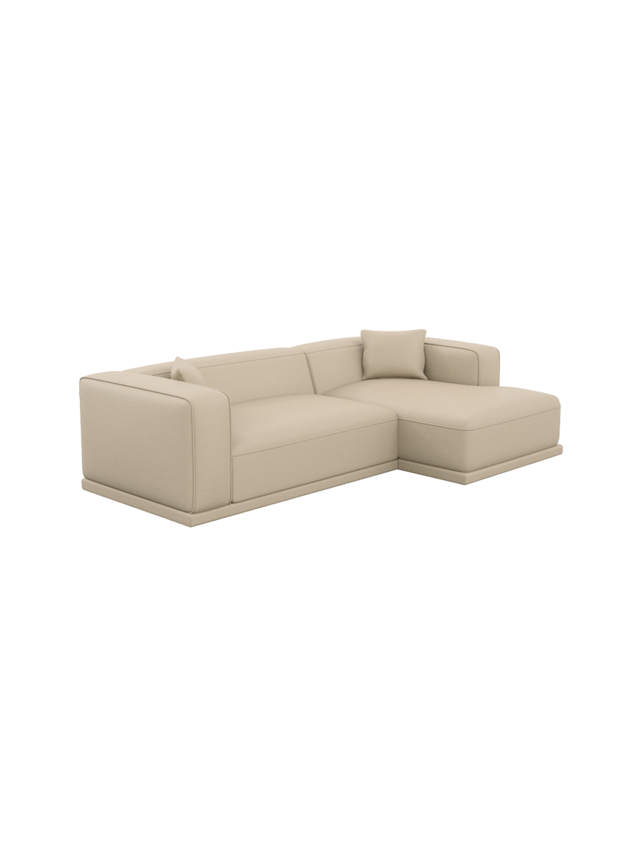 
4-Sitzer Design Echtleder Ecksofa „Bellara“ - Echtleder Beige / Eckteil rechts